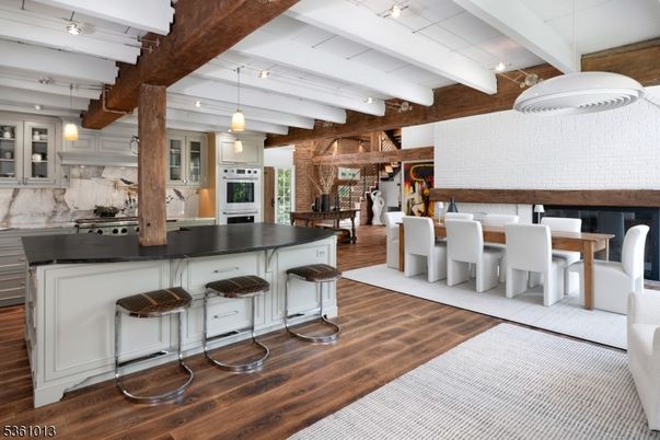 Interior, Kitchen, Pendant Lights, Stainless Steel Appliances, Wood Texture Flooring