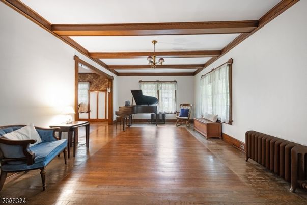 Chandelier, Interior, Piano, Wooden Beams, Wood Texture Flooring