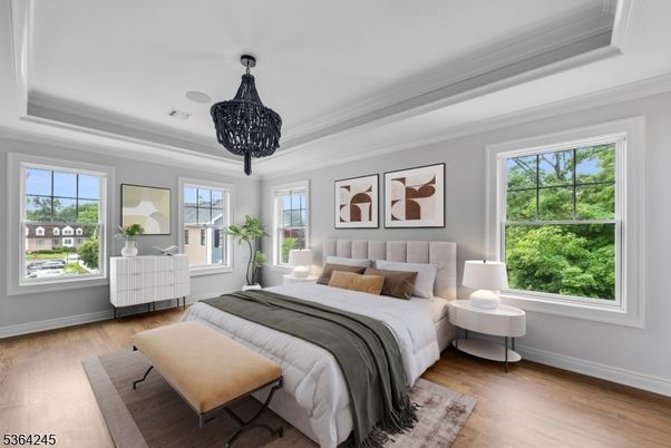 Bedroom, Interior, Pendant Lights, Wood Texture Flooring