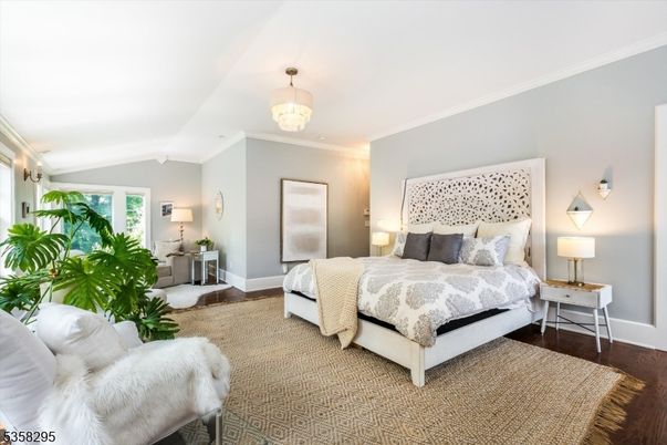 Bedroom, Chandelier, Interior, Wood Texture Flooring