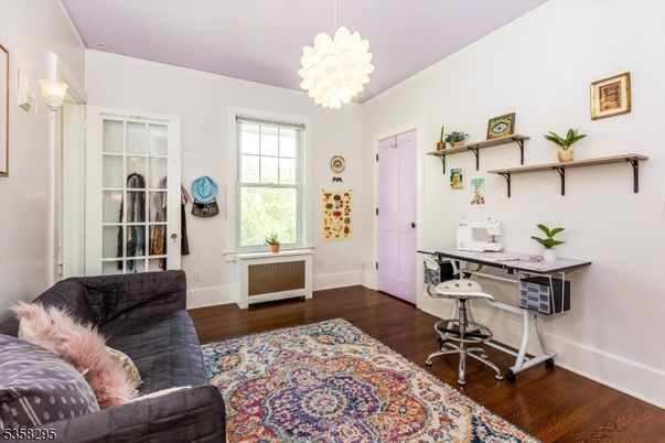 Chandelier, Home Office, Interior, Wood Texture Flooring
