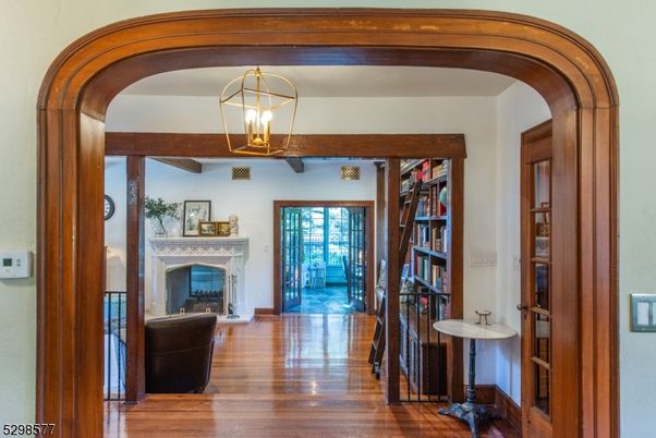 Fireplace, Interior, Pendant Lights, Wood Texture Flooring