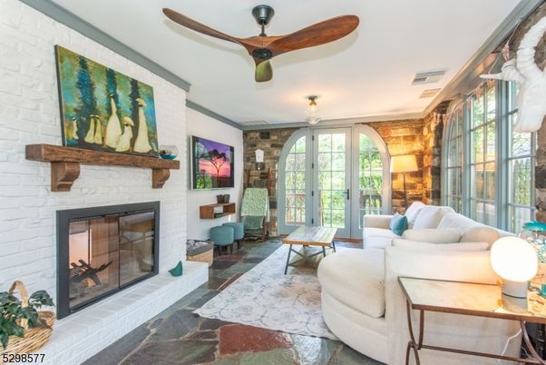 Fireplace, Interior, Living room, Stone Walls