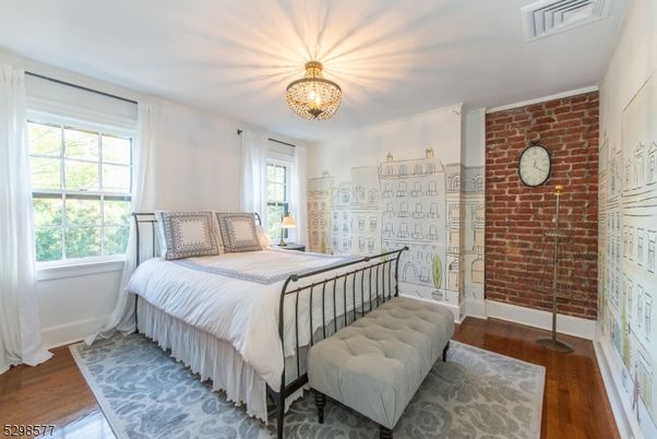 Bedroom, Interior, Stone Walls, Wood Texture Flooring