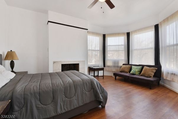Bedroom, Fireplace, Interior, Wood Texture Flooring