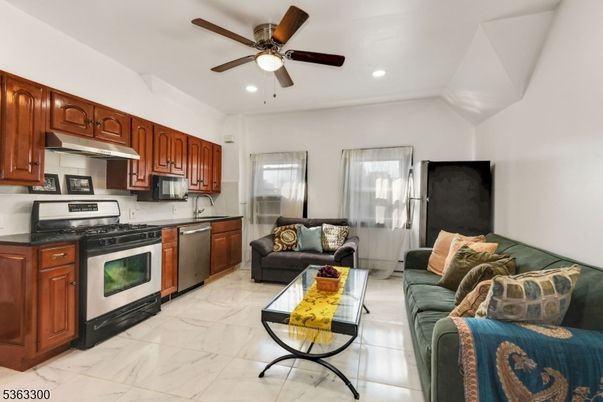 Interior, Kitchen, Living room, Marble, Recessed Lighting, Stainless Steel Appliances