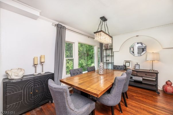 Chandelier, Dining room, Interior, Wood Texture Flooring