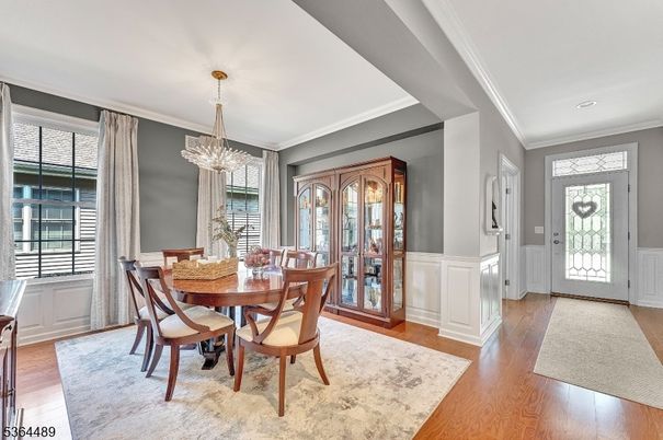 Dining room, Interior, Pendant Lights, Recessed Lighting, Wood Texture Flooring