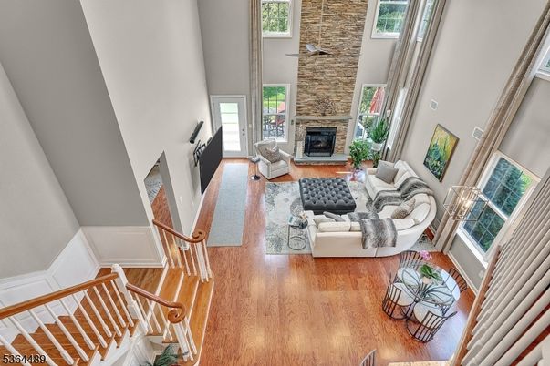Fireplace, Interior, Living room, Stone Walls, Wood Texture Flooring