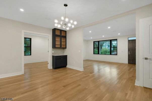 Empty room, Interior, Pendant Lights, Recessed Lighting, Wood Texture Flooring