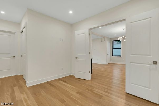 Empty room, Interior, Pendant Lights, Recessed Lighting, Wood Texture Flooring