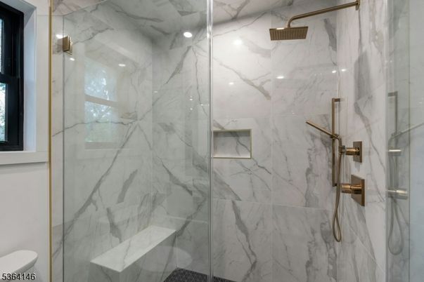 Bathroom, Glass Shower, Interior, Marble Walls