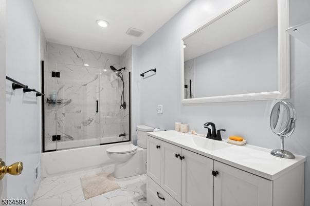 Bathroom, Glass Shower, Interior, Marble, Marble Walls, Recessed Lighting