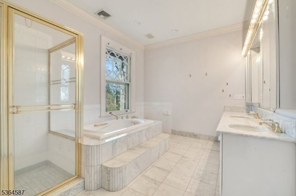 Bathroom, Glass Shower, Interior, Marble, Recessed Lighting
