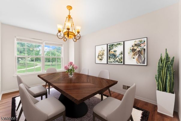 Chandelier, Dining room, Interior, Wood Texture Flooring