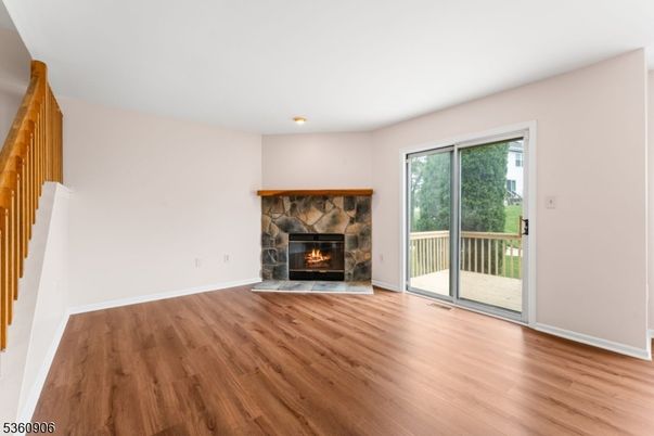 Empty room, Fireplace, Interior, Recessed Lighting, Wood Texture Flooring
