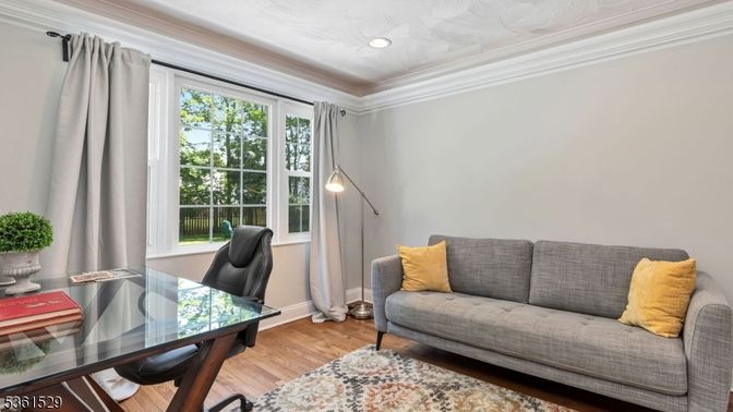 Home Office, Interior, Recessed Lighting, Wood Texture Flooring