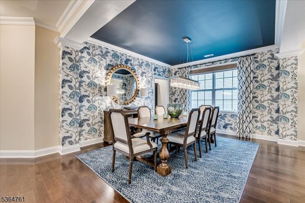 Chandelier, Dining room, Interior, Wood Texture Flooring