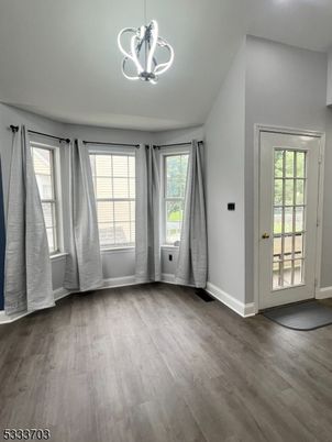 Chandelier, Empty room, Interior, Pendant Lights, Wood Texture Flooring