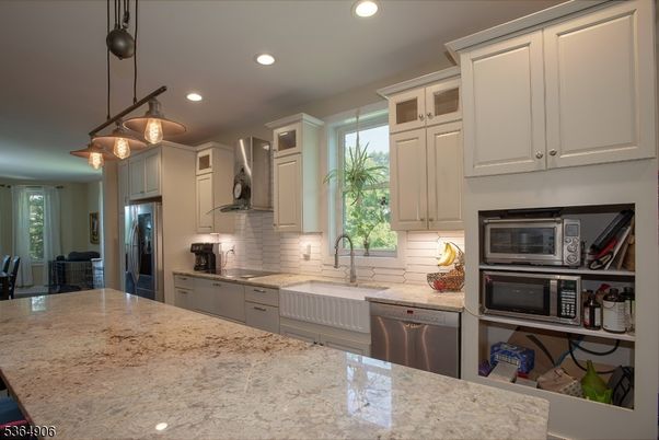 Interior, Kitchen, Pendant Lights, Recessed Lighting, Stainless Steel Appliances