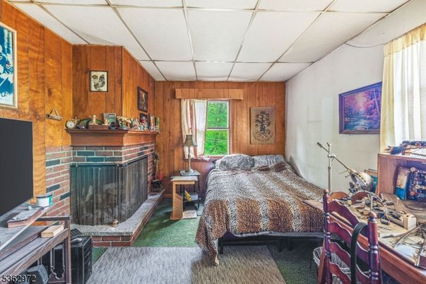 Bedroom, Fireplace, Interior, Wooden Walls