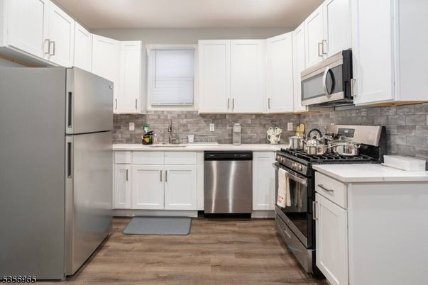 Interior, Kitchen, Stainless Steel Appliances, Wood Texture Flooring