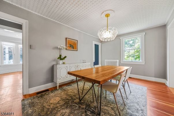 Chandelier, Dining room, Interior, Wood Texture Flooring