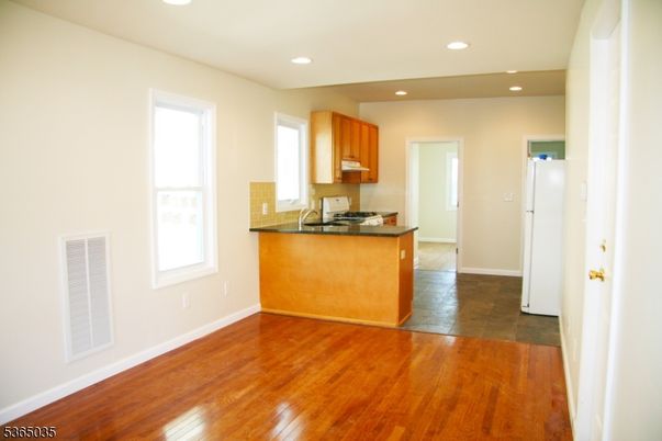 Interior, Kitchen, Recessed Lighting, Wood Texture Flooring