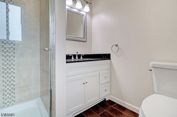Bathroom, Glass Shower, Interior, Wood Texture Flooring