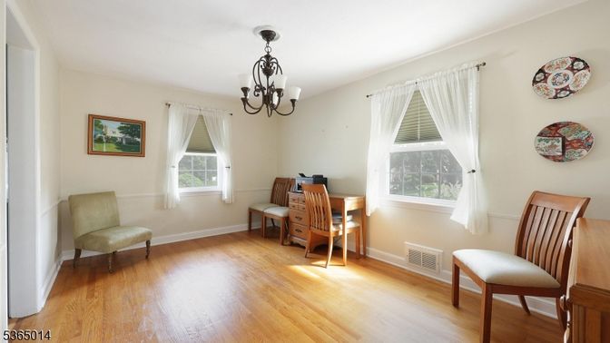 Chandelier, Home Office, Interior, Wood Texture Flooring