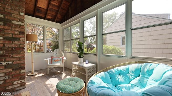 Interior, Stone Walls, Sun Room, Wood Texture Flooring