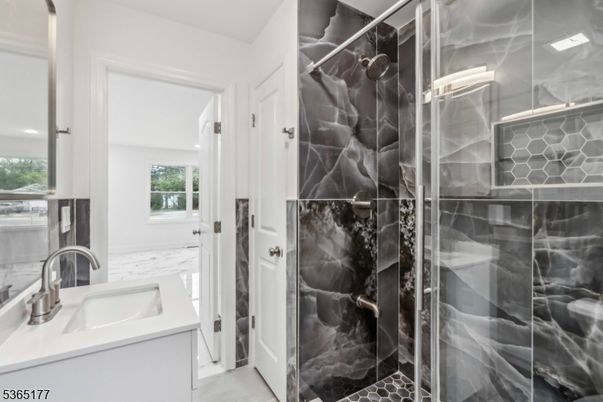 Bathroom, Glass Shower, Interior, Marble, Recessed Lighting