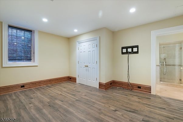 Bathroom, Empty room, Interior, Recessed Lighting, Wood Texture Flooring