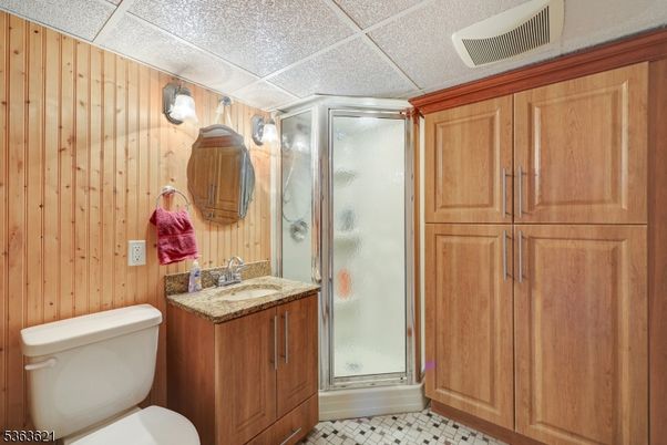 Bathroom, Glass Shower, Interior, Wooden Walls