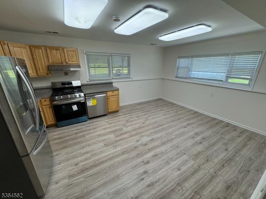 Interior, Kitchen, Stainless Steel Appliances, Wood Texture Flooring
