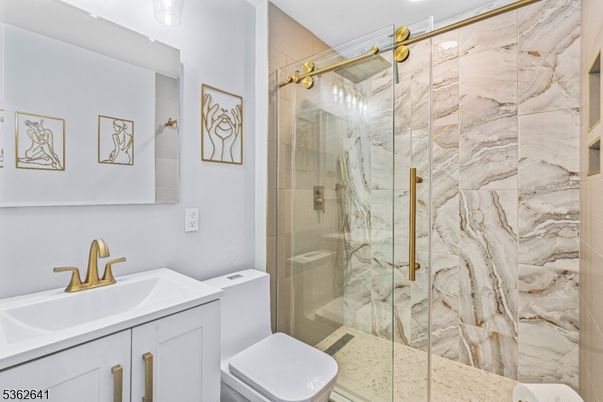 Bathroom, Glass Shower, Interior, Marble Walls, Recessed Lighting