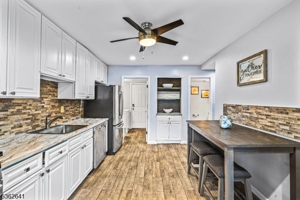 Interior, Kitchen, Recessed Lighting, Wood Texture Flooring