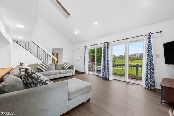 Interior, Living room, Recessed Lighting, Wood Texture Flooring
