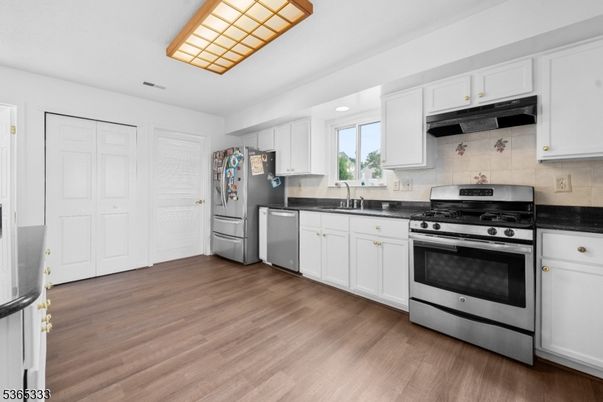 Interior, Kitchen, Stainless Steel Appliances, Wood Texture Flooring