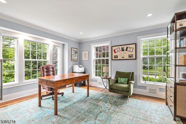 Home Office, Interior, Recessed Lighting, Wood Texture Flooring