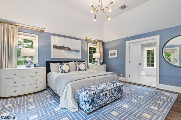 Bedroom, Interior, Pendant Lights, Wood Texture Flooring