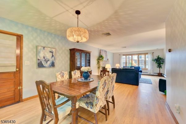 Dining room, Interior, Living room, Pendant Lights, Wood Texture Flooring