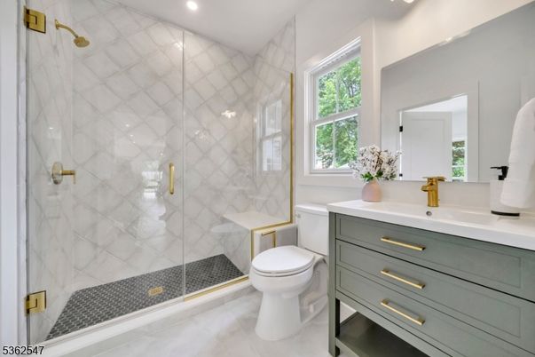 Bathroom, Glass Shower, Interior, Marble Walls, Recessed Lighting
