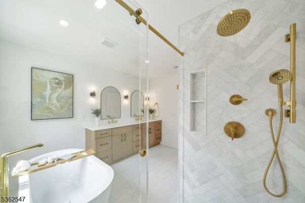 Bathroom, Dual Sink Vanities, Free Standing Baths, Glass Shower, Interior, Recessed Lighting