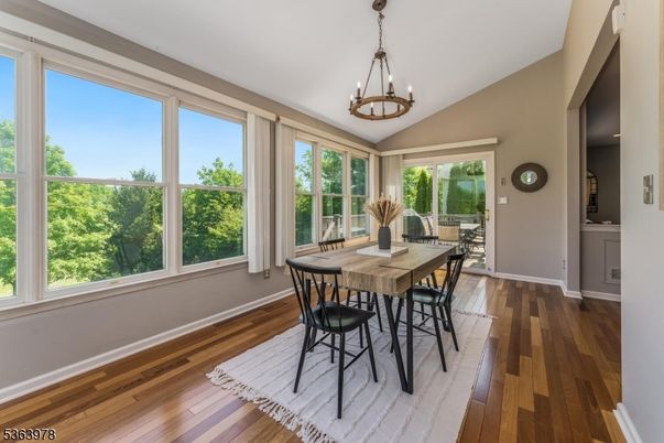 Chandelier, Dining room, Interior, Wood Texture Flooring