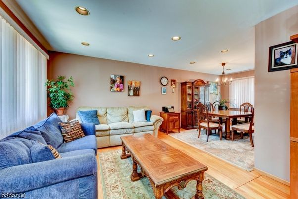 Chandelier, Dining room, Interior, Living room, Recessed Lighting, Wood Texture Flooring