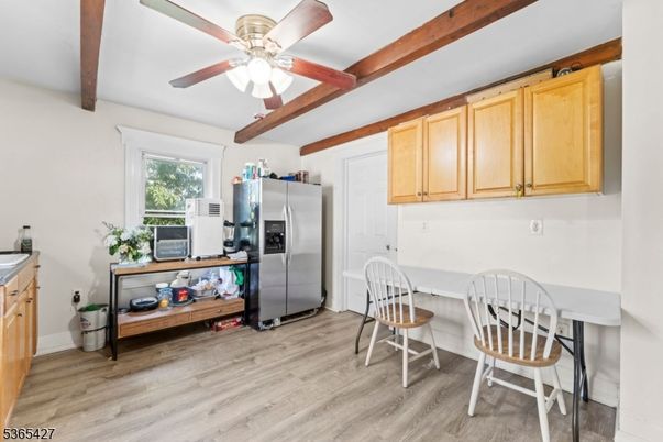 Interior, Kitchen, Stainless Steel Appliances, Wooden Beams, Wood Texture Flooring