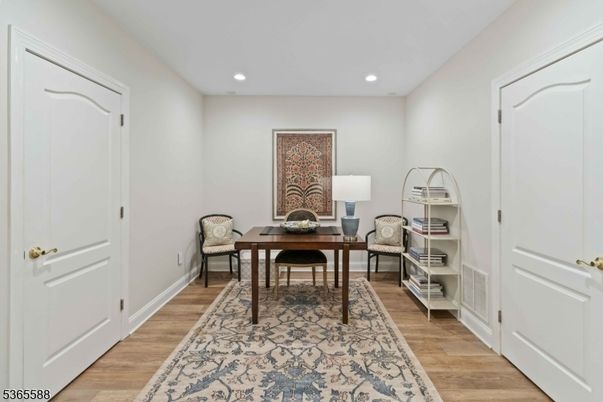 Home Office, Interior, Recessed Lighting, Wood Texture Flooring