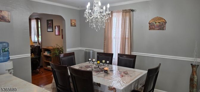 Chandelier, Dining room, Interior, Wood Texture Flooring