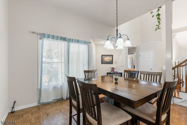 Chandelier, Dining room, Interior, Wood Texture Flooring